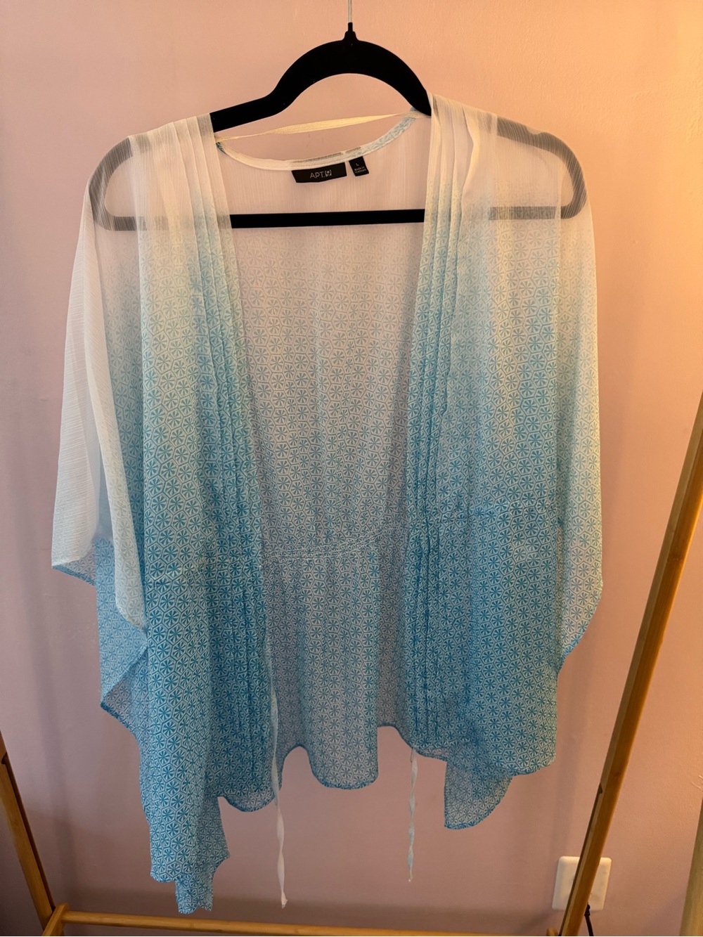 Apt. 9 White to Blue Gradient Sheer Swim Cover-Up